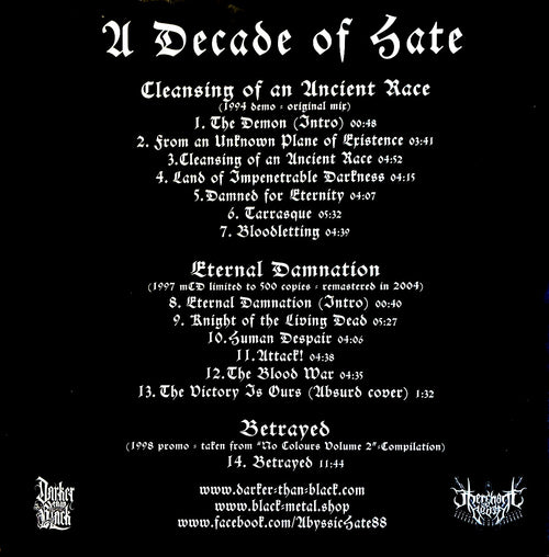 Abyssic Hate - A Decade Of Hate - 12" Double LP
